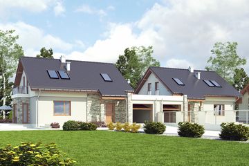  Projekt domu Czeczotka II z garażem 1-st. bliźniak [A-BL] (WRF1930) - projekt domu parterowego z poddaszem - Zdjęcie 1