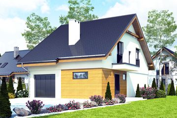  Projekt domu Głuszec II z garażem 1-st. [A] (WRF1932) - projekt domu parterowego z poddaszem - Zdjęcie 1