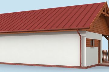  Projekt garażu G314 szkielet drewniany garaż dwustanowiskowy z pomieszczeniem gospodarczym i werandą (SLN2572) - projekt garażu parterowego - Zdjęcie 2