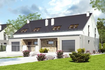  Projekt domu Mazurek II z garażem 1-st. bliźniak [A-BL2] (WRF1938) - projekt domu parterowego z poddaszem - Zdjęcie 1