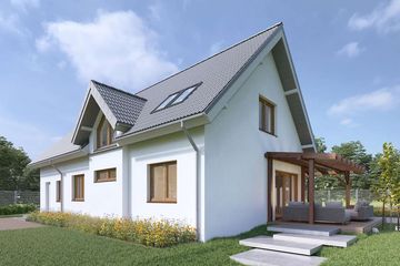 Projekt domu Tokio VII DCP190f - parterowy z poddaszem dom o powierzchni 151,45 m², dach dwuspadowy - ujęcie 2