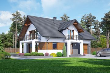  Projekt domu Batorowo m5 (KRP2240) - projekt domu parterowego z poddaszem - Zdjęcie 1