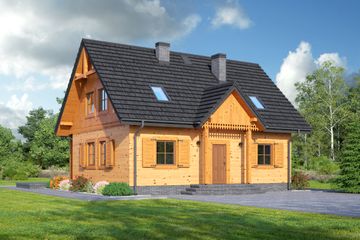  Projekt domu Hoczew średnia 11 dws (KRP2243) - projekt domu parterowego z poddaszem - Zdjęcie 1