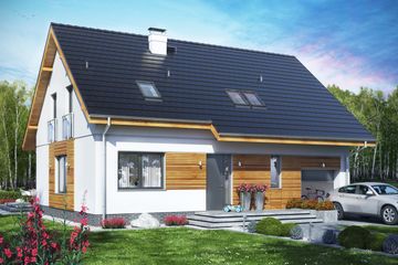  Projekt domu Jaskółka 5 z garażem (WRL1055) - projekt domu parterowego z poddaszem - Zdjęcie 1