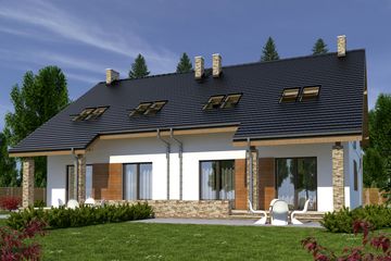  Projekt domu Norbert z garażem 1-st. bliźniak [A-BL2] (WRF1949) - projekt domu parterowego z poddaszem - Zdjęcie 1