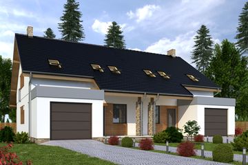  Projekt domu Norbert z garażem 1-st. bliźniak [A-BL2] (WRF1949) - projekt domu parterowego z poddaszem - Zdjęcie 2