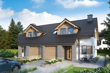  Projekt domu Eco 21 - dwulokalowy (WOZ1017) - projekt domu parterowego z poddaszem - Zdjęcie 1