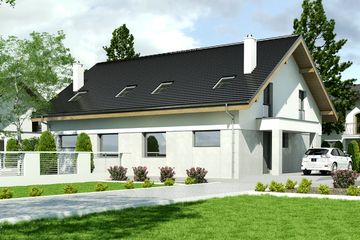  Projekt domu Agat bez garażu bliźniak [B-BL] (WRF1952) - projekt domu parterowego z poddaszem - Zdjęcie 1