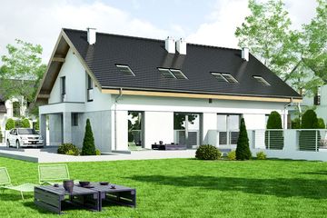  Projekt domu Agat bez garażu bliźniak [B-BL] (WRF1952) - projekt domu parterowego z poddaszem - Zdjęcie 2