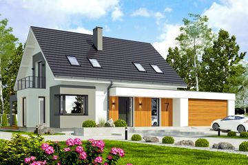  Projekt domu Argos z garażem 2-st. [A1] (WRF1957) - projekt domu parterowego z poddaszem - Zdjęcie 1