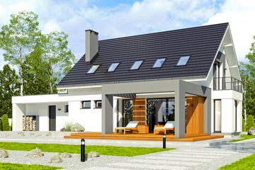  Projekt domu Argos z garażem 2-st. [A1] (WRF1957) - projekt domu parterowego z poddaszem - Zdjęcie 2