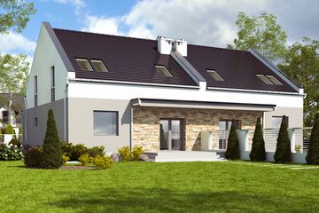  Projekt domu Mazurek III z garażem 1-st. bliźniak [A-BL2] (WRF1961) - projekt domu parterowego z poddaszem - Zdjęcie 2