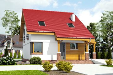  Projekt domu Agat II z wiatą [A] (WRF1956) - projekt domu parterowego z poddaszem - Zdjęcie 1