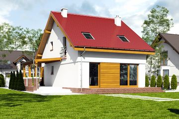  Projekt domu Agat II z wiatą [A] (WRF1956) - projekt domu parterowego z poddaszem - Zdjęcie 2