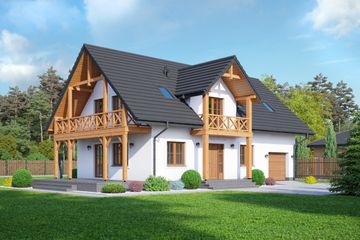  Projekt domu Milicz 53 dws (KRP2245) - projekt domu parterowego z poddaszem - Zdjęcie 1