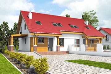  Projekt domu Agat II z wiatą bliźniak [A-BL2] (WRF1964) - projekt domu parterowego z poddaszem - Zdjęcie 1