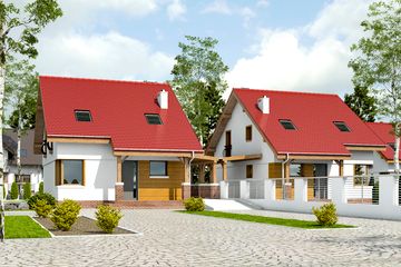  Projekt domu Agat II z wiatą bliźniak [A-BL1] (WRF1965) - projekt domu parterowego z poddaszem - Zdjęcie 1
