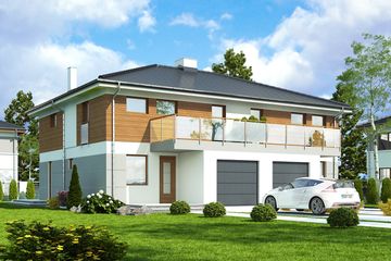  Projekt domu Zyta z garażem 1-st. bliźniak [A-BL] (WRF1970) - projekt domu z pełnym piętrem - Zdjęcie 1