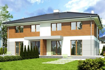  Projekt domu Zyta z garażem 1-st. bliźniak [A-BL] (WRF1970) - projekt domu z pełnym piętrem - Zdjęcie 2