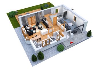  Projekt domu W23-M7 (PKA1032) - projekt domu parterowego z poddaszem - Zdjęcie 3