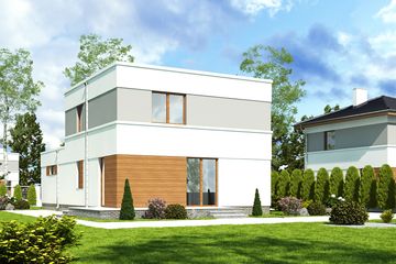 Projekt domu Egon II z garażem 1-st. [A] - z pełnym piętrem dom o powierzchni 95 m², dach płaski - ujęcie 2