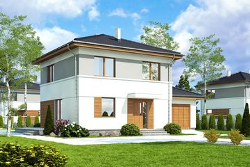  Projekt domu Egon III z garażem 1-st. [A] (WRF1977) - projekt domu z pełnym piętrem - Zdjęcie 1