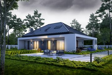  Projekt domu Stylowy D47 (WWB1046) - projekt domu parterowego z poddaszem - Zdjęcie 2