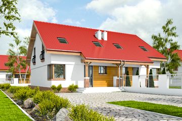  Projekt domu Agat II bez garażu bliźniak [B-BL1] (WRF1980) - projekt domu parterowego z poddaszem - Zdjęcie 1