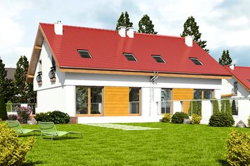  Projekt domu Agat II bez garażu bliźniak [B-BL1] (WRF1980) - projekt domu parterowego z poddaszem - Zdjęcie 2