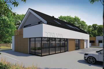  Projekt budynku usługowego Budynek mieszkalno-usługowy BMU-315 (SKA1072) - projekt budynku parterowego z poddaszem - Zdjęcie 1