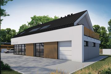  Projekt budynku usługowego Budynek mieszkalno-usługowy BMU-315 (SKA1072) - projekt budynku parterowego z poddaszem - Zdjęcie 2