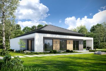  Projekt domu Otwarty D42 wariant II (WWB1047) - projekt domu parterowego - Zdjęcie 2