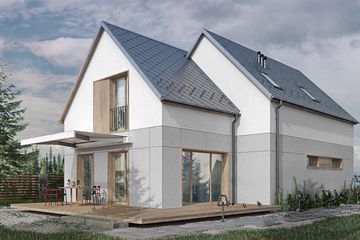  Projekt domu Optymalny 04 (KZB1032) - projekt domu parterowego z poddaszem - Zdjęcie 1