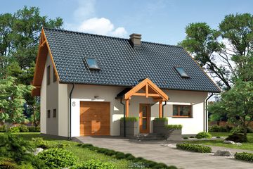  Projekt domu Rio szkielet drewniany (SLN2598) - projekt domu parterowego z poddaszem - Zdjęcie 1