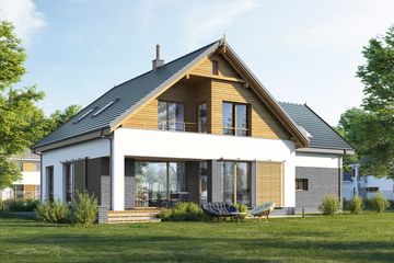  Projekt domu E-237 (WAX1143) - projekt domu parterowego z poddaszem - Zdjęcie 2