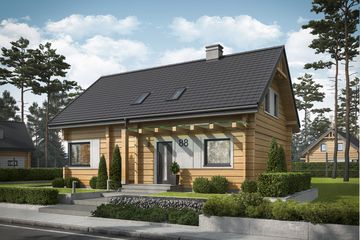  Projekt domu Trypolis 5 projekt domu z bali drewnianych (SLN2602) - projekt domu parterowego z poddaszem - Zdjęcie 1