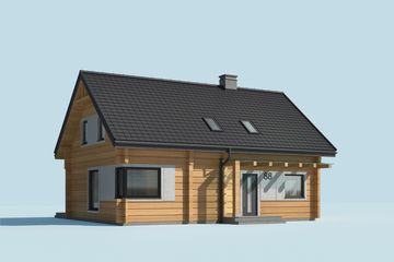  Projekt domu Trypolis 5 projekt domu z bali drewnianych (SLN2602) - projekt domu parterowego z poddaszem - Zdjęcie 2