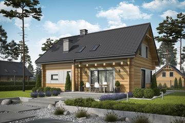  Projekt domu Trypolis 5 projekt domu z bali drewnianych (SLN2602) - projekt domu parterowego z poddaszem - Zdjęcie 3