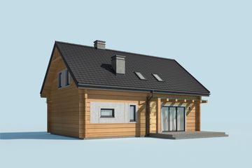  Projekt domu Trypolis 5 projekt domu z bali drewnianych (SLN2602) - projekt domu parterowego z poddaszem - Zdjęcie 4