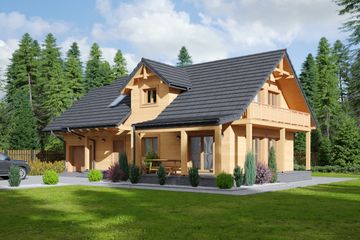  Projekt domu Osiek 43x dws (KRP2265) - projekt domu parterowego z poddaszem - Zdjęcie 1
