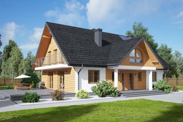  Projekt domu Podsarnie 1mk (KRP2267) - projekt domu parterowego z poddaszem - Zdjęcie 1