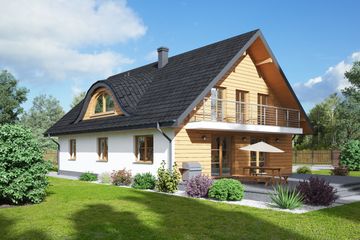  Projekt domu Podsarnie 1mk (KRP2267) - projekt domu parterowego z poddaszem - Zdjęcie 2