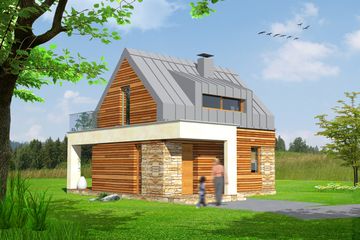  Projekt domu MD-1A (KKA1035) - projekt domu parterowego z poddaszem - Zdjęcie 2