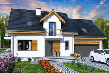  Projekt domu Jaskółka 6 z garażem 2-st. (WRL1058) - projekt domu parterowego z poddaszem - Zdjęcie 1