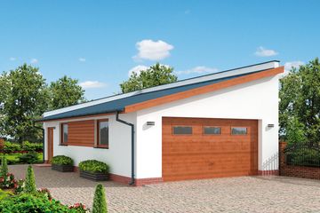  Projekt garażu G318 szkielet drewniany garaż dwustanowiskowy z pomieszczeniem gospodarczym (SLN2606) - projekt garażu parterowego - Zdjęcie 1