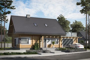  Projekt domu Trypolis 3 projekt domu z bali drewnianych (SLN2607) - projekt domu parterowego z poddaszem - Zdjęcie 1