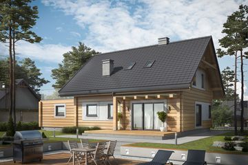  Projekt domu Trypolis 3 projekt domu z bali drewnianych (SLN2607) - projekt domu parterowego z poddaszem - Zdjęcie 2