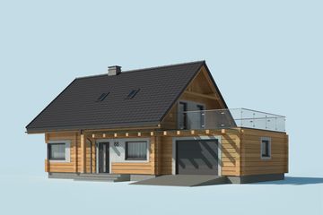  Projekt domu Trypolis 3 projekt domu z bali drewnianych (SLN2607) - projekt domu parterowego z poddaszem - Zdjęcie 3