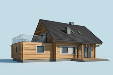  Projekt domu Trypolis 3 projekt domu z bali drewnianych (SLN2607) - projekt domu parterowego z poddaszem - Zdjęcie 4