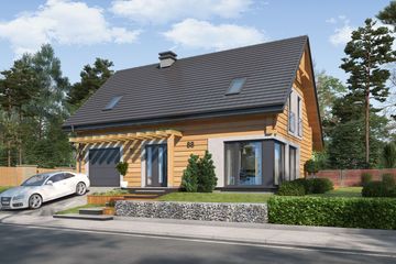  Projekt domu Rio 2 projekt domu z bali drewnianych (SLN2608) - projekt domu parterowego z poddaszem - Zdjęcie 1